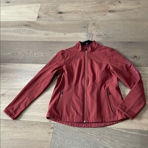 SHYANNE WOMEN'S BURGUNDY LOGO SLEEVE SOFTSHELL BONDED JACKET SIZE LARGE